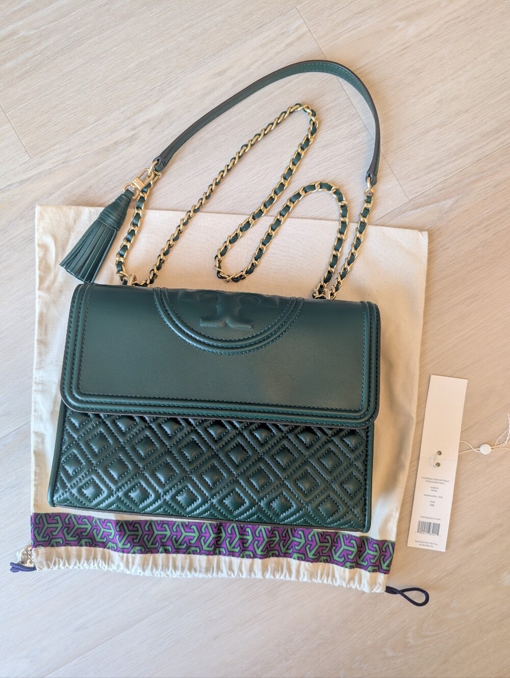 Tory Burch Fleming Convertible Shoulder Bag – Norwood Green, New Unused